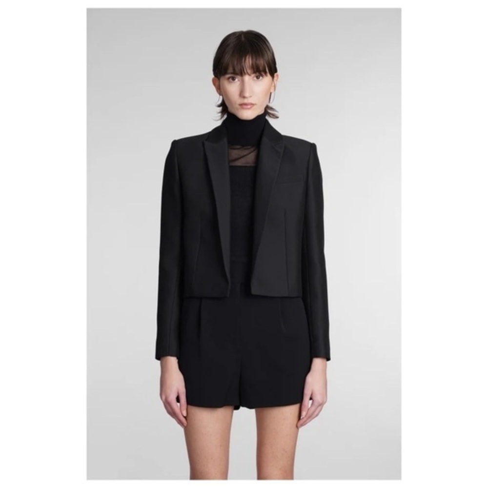 IRO Jomara Black Crop Textured Structured Blazer EU 44 US 12